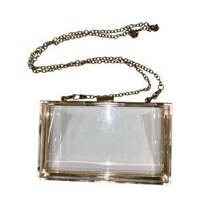 Clear Acrylic Box Clutch with Gold Chain